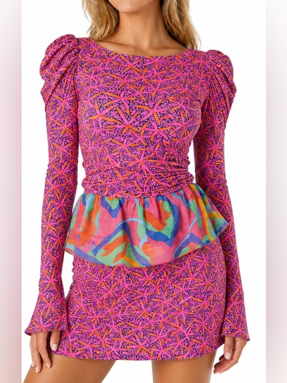 Lilly Pulitzer Star Searching 2 Piece Puff Sleeve Skort Set Pink XS